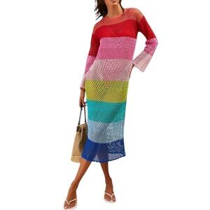 Show Me Your Mumu Paula Rainbow Crochet Midi Dress